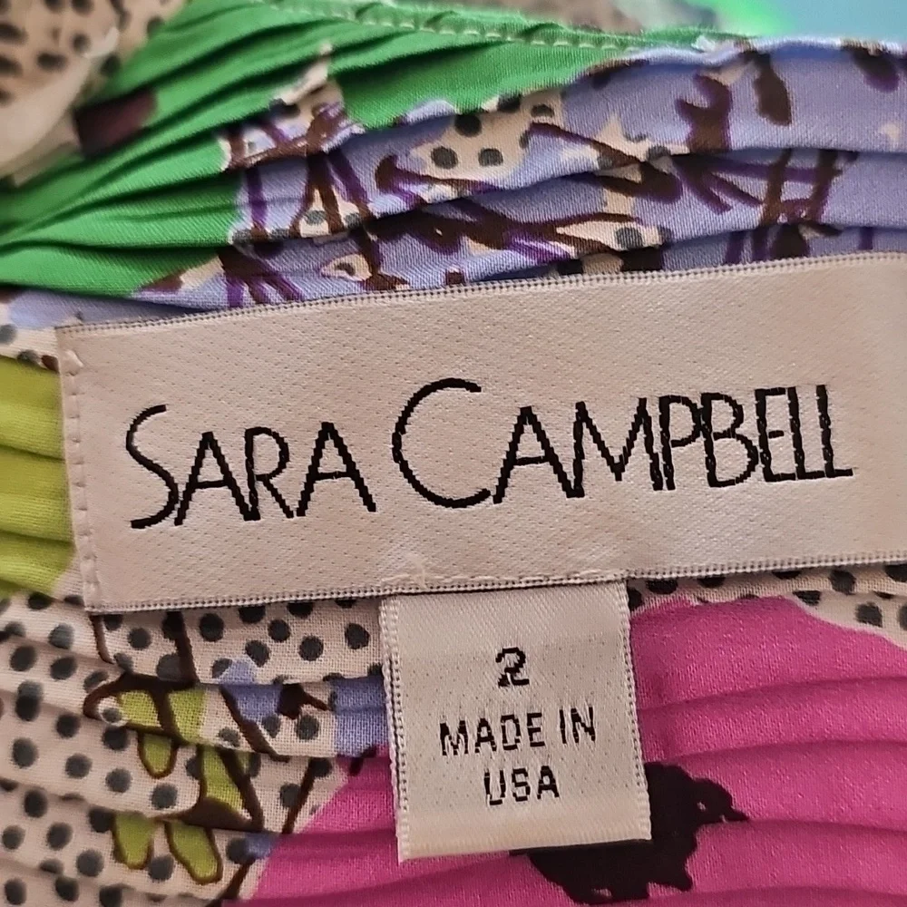 Sara Campbell Sleevless Dress. Pleated Texture.‎ Size 2. Excelant Rare